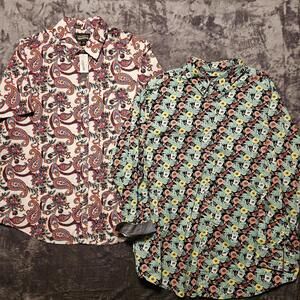 Cremieux Premium Denim Mens 2XB Button Down 2pack LS SS Green Floral Red Paisley